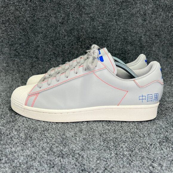 Adidas Superstar Pure Sneakers Men's 10‎ Grey Chalk Embroidered Katakana Shoes - Picture 4 of 13